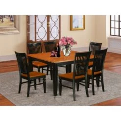 Dinette Set - A Dining Table And Wood Seat Kitchen Chairs - Black And Cherry Finish (Pieces Options) - PFWE9-BCH-W -Gourmet Interiors 5ede615c 3da6 456b baa5 1df1483fda92