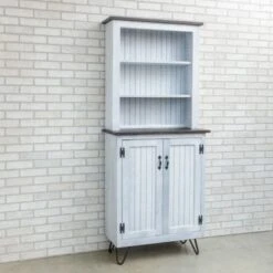 78-inch Tall Lodge Style China Cabinet With 3 Display Shelves, 2 Doors, And 4 Legs - Espresso Top & Base -Gourmet Interiors 5f759928 324e 4e17 98d2 e74d6c4d8d55