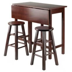 Lynnwood Drop Leaf Island Table With 2 Square Legs Stool Walnut -Gourmet Interiors 5f7ed35a b89f 434a 9333 7e2d76669184