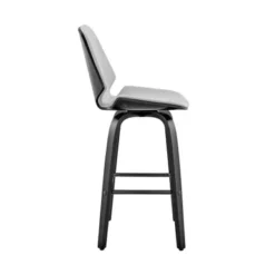Arabela 26" Gray Faux Leather And Black Wood Swivel Bar Stool -Gourmet Interiors 5ff599c6 c13d 414b bf13 cf6f482ebd40