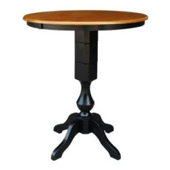 36" Round Top Pedestal Table With 12" Leaf - Black/Cherry - Counter Height -Gourmet Interiors 6089d33e 50ec 47fa a0bc 4c461bb5a13b