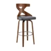 Gayle 26" Swivel Cross Back Grey Faux Leather And Walnut Wood Bar Stool -Gourmet Interiors 60b2d1de cd32 444a 925f 587c355501ac