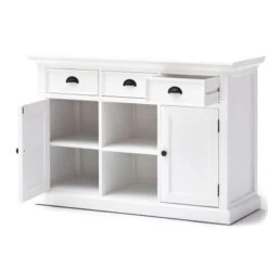 NovaSolo White Mahogany Buffet With Two Rattan Baskets - 49.21 X 19.69 X 33.46 - 49.21 X 19.69 X 33.46 - White -Gourmet Interiors 60c1635a 9c6a 49ae 994f 774773b23246