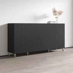 Pafos 4D 75" Sideboard - Black -Gourmet Interiors 60c560aa 366c 432c b84b f9b08176532a