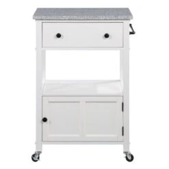 Fairfax Kitchen Cart With Granite Top - White Base -Gourmet Interiors 611b5b82 b5b8 4699 b197 68e5ff32542b