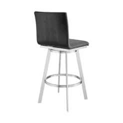 Jermaine 30" Bar Swivel Bar Stool In Brushed Stainless Steel Finish And Gray Faux Leather -Gourmet Interiors 616dff6f 92de 40f4 b8e2 8fc667a52a88