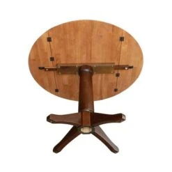 Round Dual Drop Leaf 42" Pedestal Table - Cinnamon/Espresso - 42.3" H -Gourmet Interiors 617c5be1 d716 4110 a027 a5194a988028