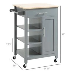HOMCOM Compact Kitchen Island Cart On Wheels, Rolling Utility Trolley Cart With Storage Shelf & Drawer For Dining Room - Grey -Gourmet Interiors 6203bcf2 1f6b 424e 8012 775966acf591
