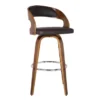 Shelly 30" Bar Height Swivel Brown Faux Leather And Walnut Wood Bar Stool -Gourmet Interiors 624bdceb 180f 4537 8b72 efb896db4581