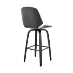 Arabela 26" Gray Faux Leather And Black Wood Swivel Bar Stool -Gourmet Interiors 624be2cb bb1e 4f06 92eb 4dd84060b102