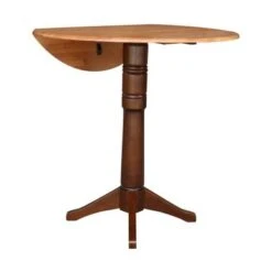 Round Dual Drop Leaf 42" Pedestal Table - Cinnamon/Espresso - 42.3" H -Gourmet Interiors 62769728 c130 411a ba3c ee0fb4e78256