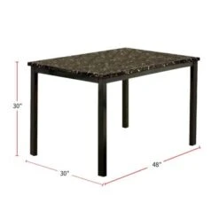 Faux Marble And Metal Dining Table In Black - 60 Inches -Gourmet Interiors 62d80fa7 b94c 42ed 973b c89ed8ab738a