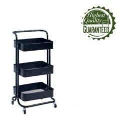 Porthos Home Casey 3-tier Organization And Storage Rolling Cart - Black -Gourmet Interiors 6310e6ec f881 411f a1b0 92d3c02112f3