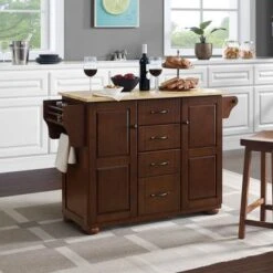 Eleanor Natural Wood Top Kitchen Island - Portable - Wood -Gourmet Interiors 6370530f 865a 4d4c 8a48 90559c4680d6