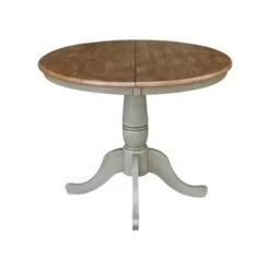 36" Round Top Pedestal Table With 12" Leaf - Distressed Hickory/Stone - Dining Height -Gourmet Interiors 63c5ccd5 dab7 4b79 b9b3 2d59677edc53