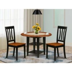 Sudbury Dining Set - A Round Kitchen Table And Dinette Chairs - Black And Cherry Finish (Pieces & Seat Type Options) - SUAN5-BCH-LC -Gourmet Interiors 63d38dab 1956 4c57 b5a1 55a9e752b433