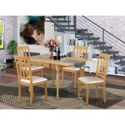 Dining Set - Dinette Table And Wooden Kitchen Chairs With Faux Leather Seat (Number Of Chairs Option) - MZAN3-OAK-LC -Gourmet Interiors 642c8193 3f2a 4609 86b8 301b7f87cd78
