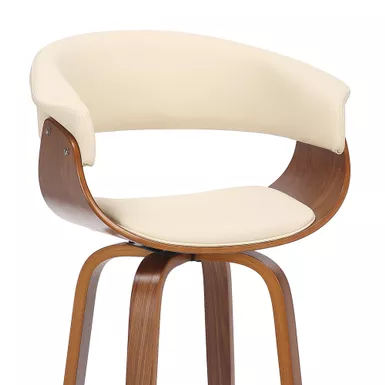Julyssa 26" Counter Height Swivel Cream Faux Leather And Walnut Wood Bar Stool 9 Julyssa 26" Counter Height Swivel Cream Faux Leather And Walnut Wood Bar Stool - Image 7