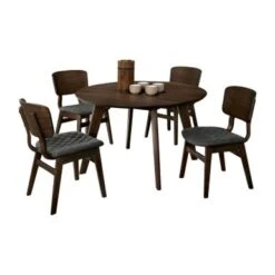 Dining Set In Gray Walnut Finish - 5-Piece Sets - Gray Walnut/Espresso -Gourmet Interiors 64440a45 f872 4af3 9e7c 53ce04a972a9
