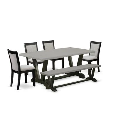 East West Furniture Mid Century Dining Set - Wooden Table With Trestle Base And Upholstered Dining Chairs (Piece Option) - V697MZ606-5 18 East West Furniture Mid Century Dining Set - Wooden Table With Trestle Base And Upholstered Dining Chairs (Piece Option) - V697MZ606-5 - Image 16
