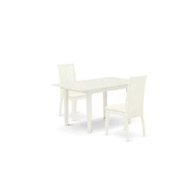 Wooden Dining Table Set - Butterfly Leaf Kitchen Dining Table And Dining Chairs (Color, Pieces & Seat Type Options) - NOIP5-LWH-W 5 Wooden Dining Table Set - Butterfly Leaf Kitchen Dining Table And Dining Chairs (Color, Pieces & Seat Type Options) - NOIP5-LWH-W - Image 3