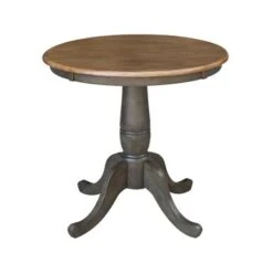 30" Round Top Pedestal Table With 2 X-Back Chairs - 3 Piece Set - Hickory/Washed Coal -Gourmet Interiors 64839f8d f81c 46ae 8e68 463c6a53bdf4