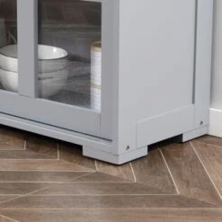 HOMCOM Modern Kitchen Sideboard, Stackable Storage Cabinet, Sliding Glass Door Console, Cupboard Serving Buffet For Kitchen - White -Gourmet Interiors 650ec460 12c9 4454 bd73 b9acadb83d1d