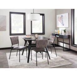 Porch & Den Randolf Braided Dining Chair - Set Of 2 - Sea Green Fabric & Green Faux Leather -Gourmet Interiors 651d4363 f6a9 4289 8bbc 317a34b94040