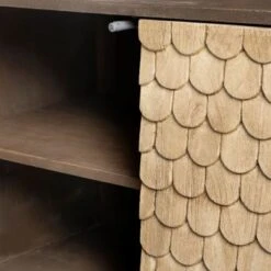 Swordfish Two-Tone Brown Solid Wood 4 Door Cabinet W/ Gold Metal Base Sideboard - 72.0L X 17.7W X 30.1H - 72.0L X 17.7W X 30.1H -Gourmet Interiors 653ebafc 58a2 4f3c afc1 2a9b1102bbb2