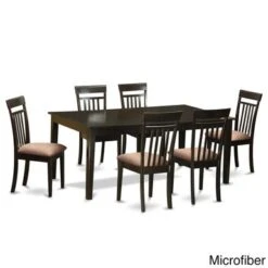 7 Pc Formal Dining Room Set - Dinette Table Featuring Leaf And 6 Dining Chairs - Cappuccino Finish (Seat Type Option) - HECA7-CAP-C
