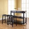 Crosley Furniture Black Natural Wood Top Kitchen Cart And Island With Black 24-inch Upholstered Saddle Stools - Black 1 Crosley Furniture Black Natural Wood Top Kitchen Cart And Island With Black 24-inch Upholstered Saddle Stools - Black -Gourmet Interiors 65e4c825 496c 4124 a7d7 bc7b983adfc4