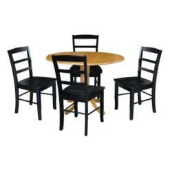 42 In Dual Drop Leaf Dining Table With 4 Dining Chairs - 5 Piece Dining Set - Black And Cherry Table/black Chairs -Gourmet Interiors 6610559a 944b 4bd8 b7e8 c36cd0492a83