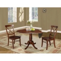 42" Round Top Dining Table And Two Chairs - Espresso - Espresso -Gourmet Interiors 66227677 40ff 4b75 9882 0091c4bda2d2