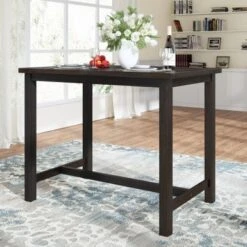 Rustic Wooden Counter Height Dining Table For Small Places, Espresso - Espresso