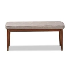 Baxton Studio Mid-Century Modern Fabric Upholstered Dining Bench - Light Gray -Gourmet Interiors 669858e0 ef9e 44b9 b5ef bfd033e68475