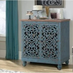PHI VILLA 2-door Intricate Traditional Antique Storage Cabinet - Grey -Gourmet Interiors 66a5f50f 5017 4798 bcad 623da6c225f5