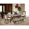 East West Furniture Dinner Table Set, A Dinette Table And Padded Chairs With Linen Fabric Seat (Pieces Option) - X796MZN32-6 -Gourmet Interiors 66c696c2 1ab2 4cb1 aead 0a9f9208dc58