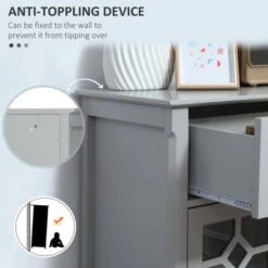 HOMCOM Kitchen Cabinet, Storage Cabinet, Sideboard Floor Accent Cabinet W/ 2 Glass Doors, Drawer & Adjustable Shelves - Off-white -Gourmet Interiors 66e361a9 9f6a 454d 9281 3f40a039f4fc