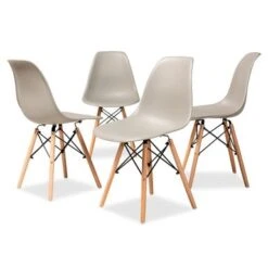 Baxton Studio Jaspen Modern And Contemporary Plastic And Wood Dining Chair Set (4pc) - Black -Gourmet Interiors 677374b0 7390 4a38 bfa4 5eba1ae95005