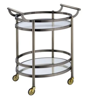 Oval Metal Serving Cart, Clear Glass & Gold - Serving Cart 3 Oval Metal Serving Cart, Clear Glass & Gold - Serving Cart