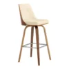 Nolte 30" Swivel Bar Stool In Cream Faux Leather And Walnut Wood -Gourmet Interiors 67a4fee0 5c23 44e2 9a96 ea420503d88a