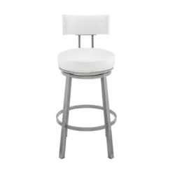 Dalza 26" Swivel Counter Stool In Cloud Finish With White Faux Leather -Gourmet Interiors 68e515be 225a 4187 9fc8 3eec026a5d45