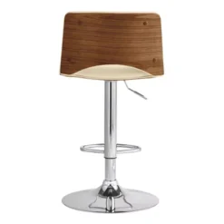 Thierry Adjustable Swivel Cream Faux Leather With Walnut Back And Chrome Bar Stool -Gourmet Interiors 690afc63 f29b 4bf5 8d9d faf265e72b90