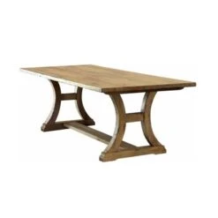 Wooden Dining Table In Rustic Oak Finish - 96 Inch Length - Rustic Oak