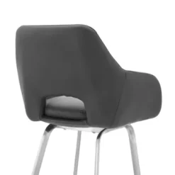 Aura Gray Faux Leather And Brushed Stainless Steel Swivel 30" Bar Stool -Gourmet Interiors 6972eaf7 e13c 478f b097 c798b95c2171