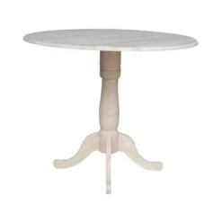 42" Round Pedestal Dual Drop Leaf Table - Unfinished - N/A - 35.5"H -Gourmet Interiors 6999d587 beb6 4c21 bfc6 76c007499340