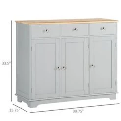 HOMCOM Modern Sideboard, Buffet Cabinet With Adjustable Shelves, Grey - White 25 HOMCOM Modern Sideboard, Buffet Cabinet With Adjustable Shelves, Grey - White -Gourmet Interiors 6a201ca7 bb4a 4a70 9854 f84121bfb5c0