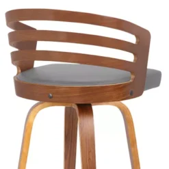 Jayden 30" Bar Height Swivel Grey Faux Leather And Walnut Wood Bar Stool -Gourmet Interiors 6a375487 2515 4b0b b02c a2969b7e4b5f