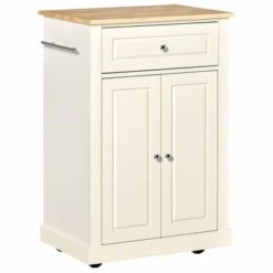 HOMCOM Rolling Kitchen Island Cart, Portable Serving Trolley Table With Drawer, Adjustable Shelf And 2 Towel Racks - Grey -Gourmet Interiors 6a4643e1 6e8c 4a98 9d95 47e3667eecbc