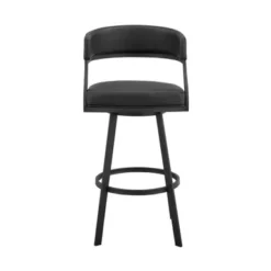 Saturn 30" Bar Height Swivel Black Faux Leather And Metal Bar Stool -Gourmet Interiors 6a5d2576 b5a0 4f7e a47b b5c8022e8eb8